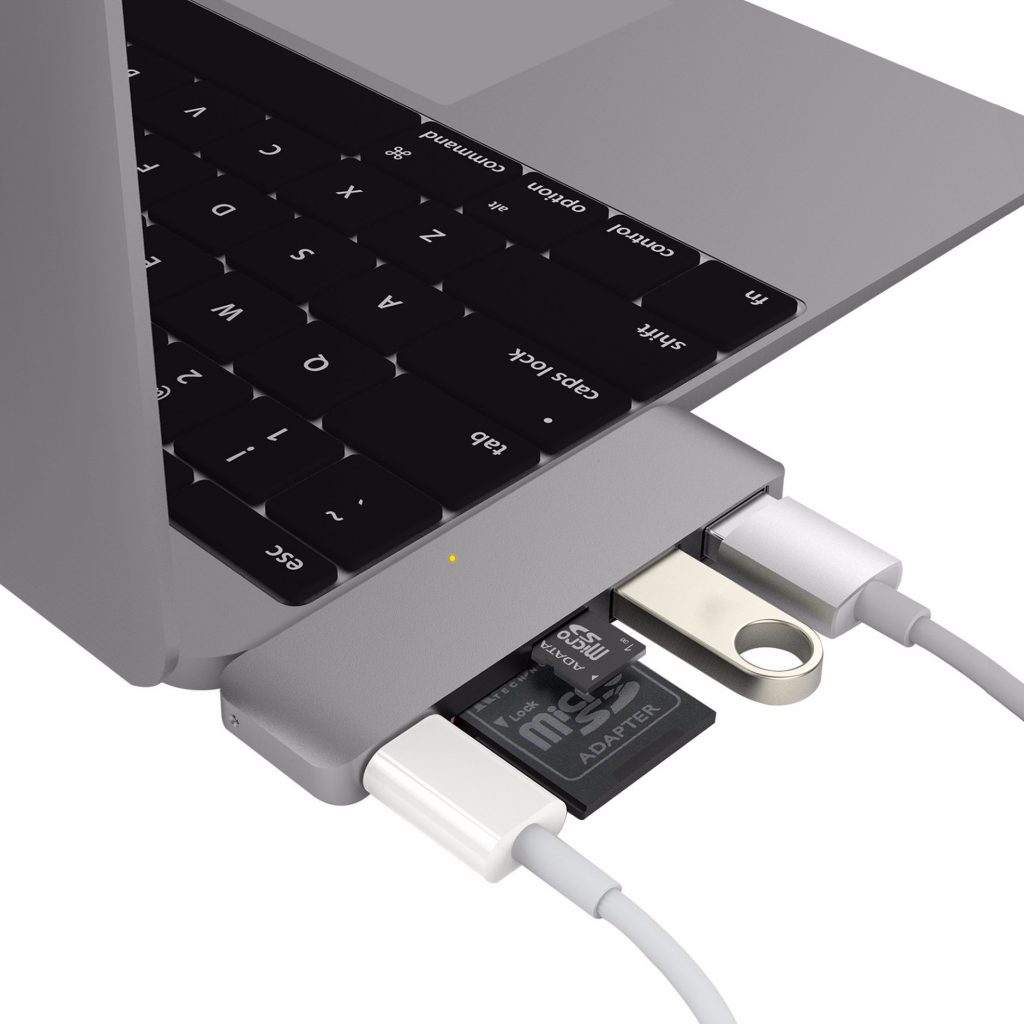 Cổng Chuyển HYPERDRIVE USB TYPE-C 5-IN-1 HUB WITH PASS THROUGH CHARGING FOR 2016 MACBOOK PRO & 12″ MACBOOK, SURFACE Gray & Silver - HD21B - HÀNG CHÍNH HÃNG