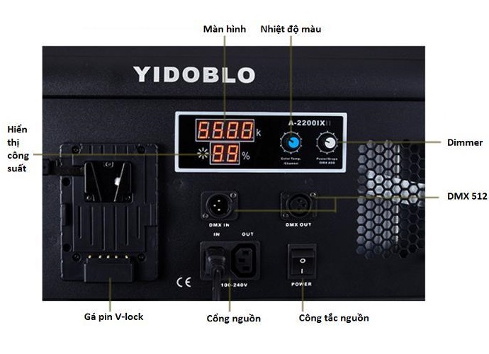 Bộ 2 đèn led bảng Studio 200w A-2200IQ Yidoblo