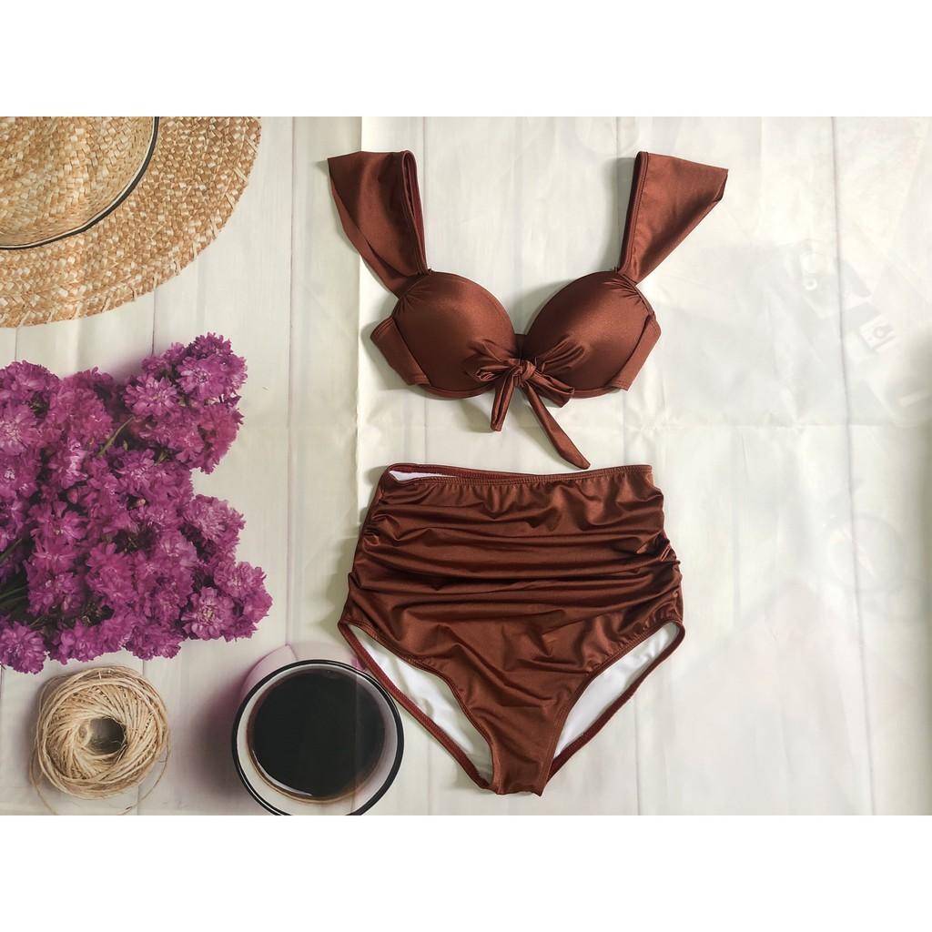 Bikini, bộ bơi cánh tiên nơ buộc, quần cạp cao