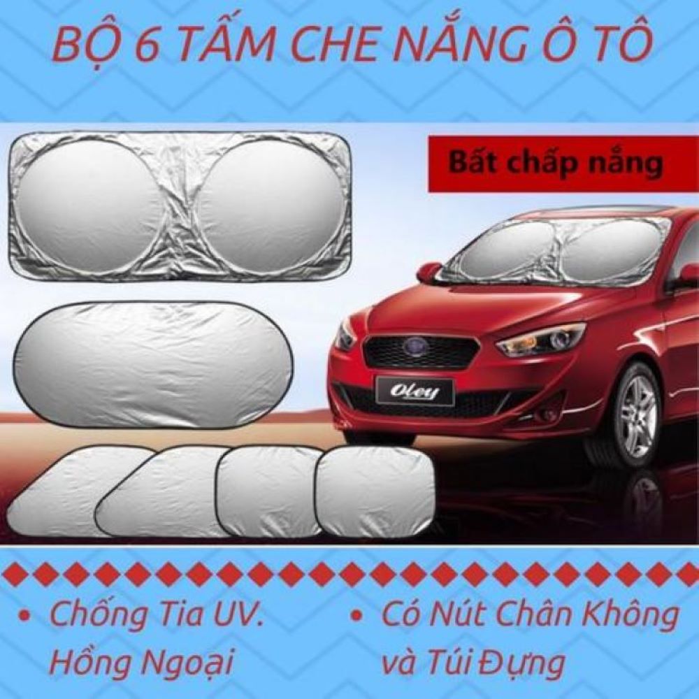 Bộ 6 tấm bạc che nắng phản quang ô tô, Bạt che nắng ô tô gấp gọn tiện lợi, ngăn tia UV nhập thái lan familydecor