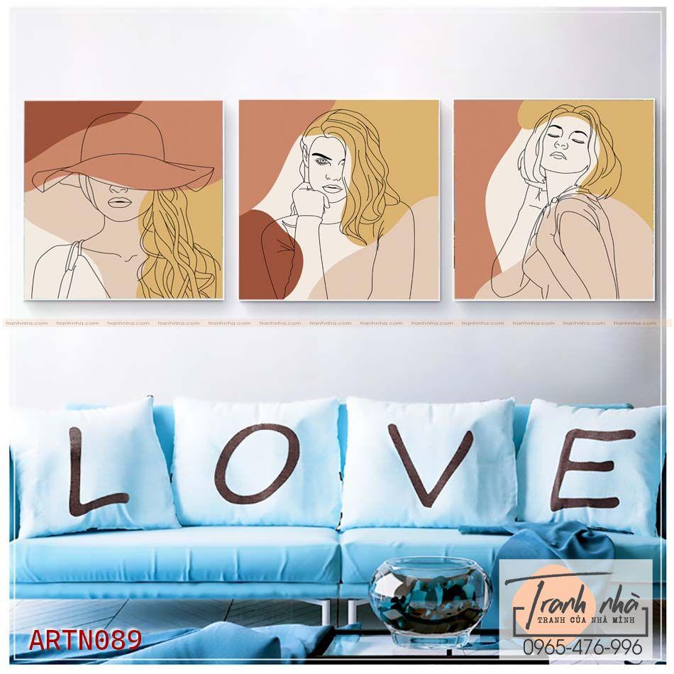 Bộ 3 tranh canvas Tối giản - Cô gái - ARTN089