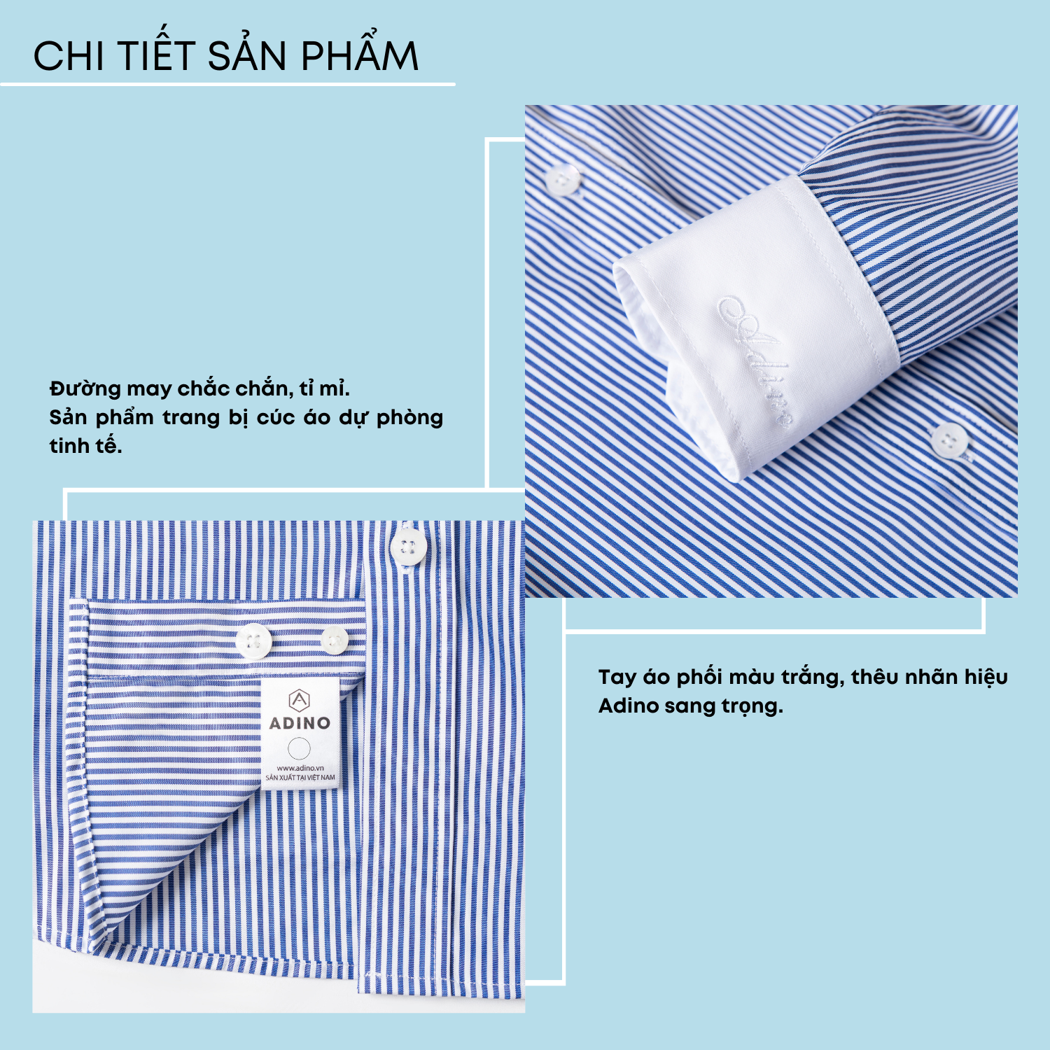 Áo sơ mi nam kẻ sọc xanh ADINO vải sợi sồi modal polyester mềm mịn mát dáng slimfit công sở trẻ trung SM11