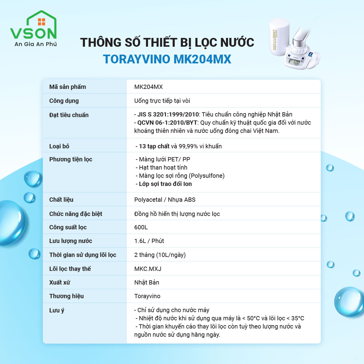 Thiết Bị Lọc Nước Tại Vòi Toray Torayvino MK204MX - Hàng chính hãng