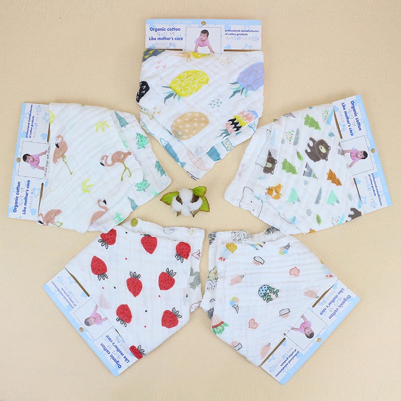 Set 2 Khăn Yếm Tam Giác Organic Cotton Cho Bé