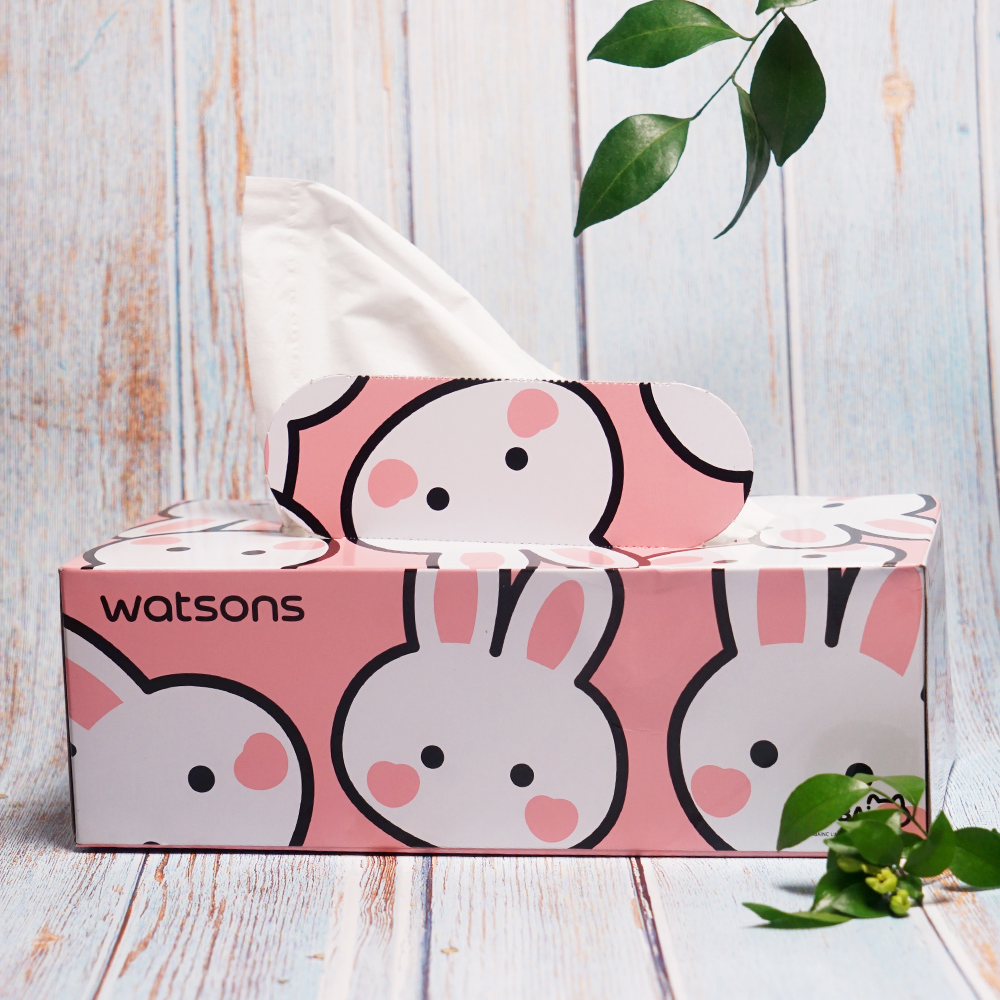 Khăn Giấy Hộp Watsons Velvety Soft Box Tissues Parrot & Owl Mềm Mịn 3 Lớp 100 Miếng (Mẫu Ngẫu Nhiên)