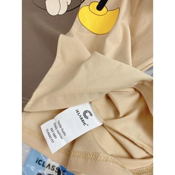 Áo Thun Nữ Mickey phối nâu siêu xinh chất xịn phom suông rộng thoải mái
