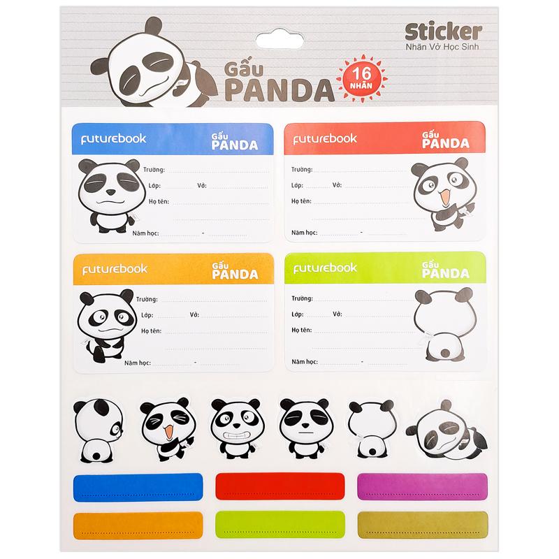Nhãn Vở Học Sinh Panda Kèm Sticker - futurebook N104 (16 Nhãn)