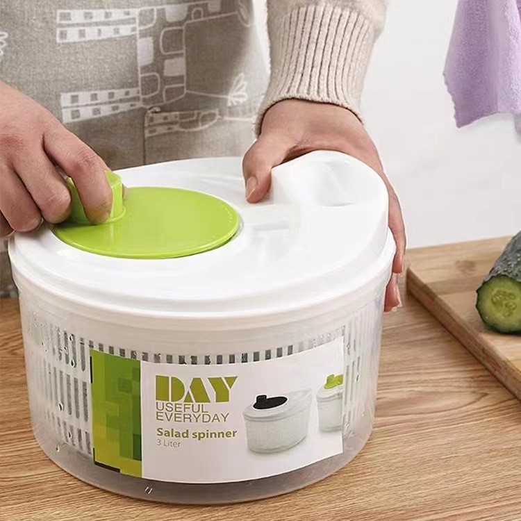 Bổ rổ quay rau sống, bộ rổ xoay rau ly tâm làm ráo nước nhanh, size 23cm