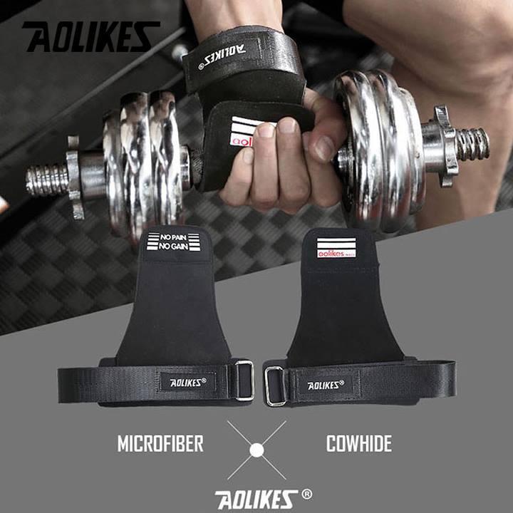 Găng Tay Tập GYM Lifting Grips Aolikes Pro Hở Mu Bàn Tay KINGDOM SPORT