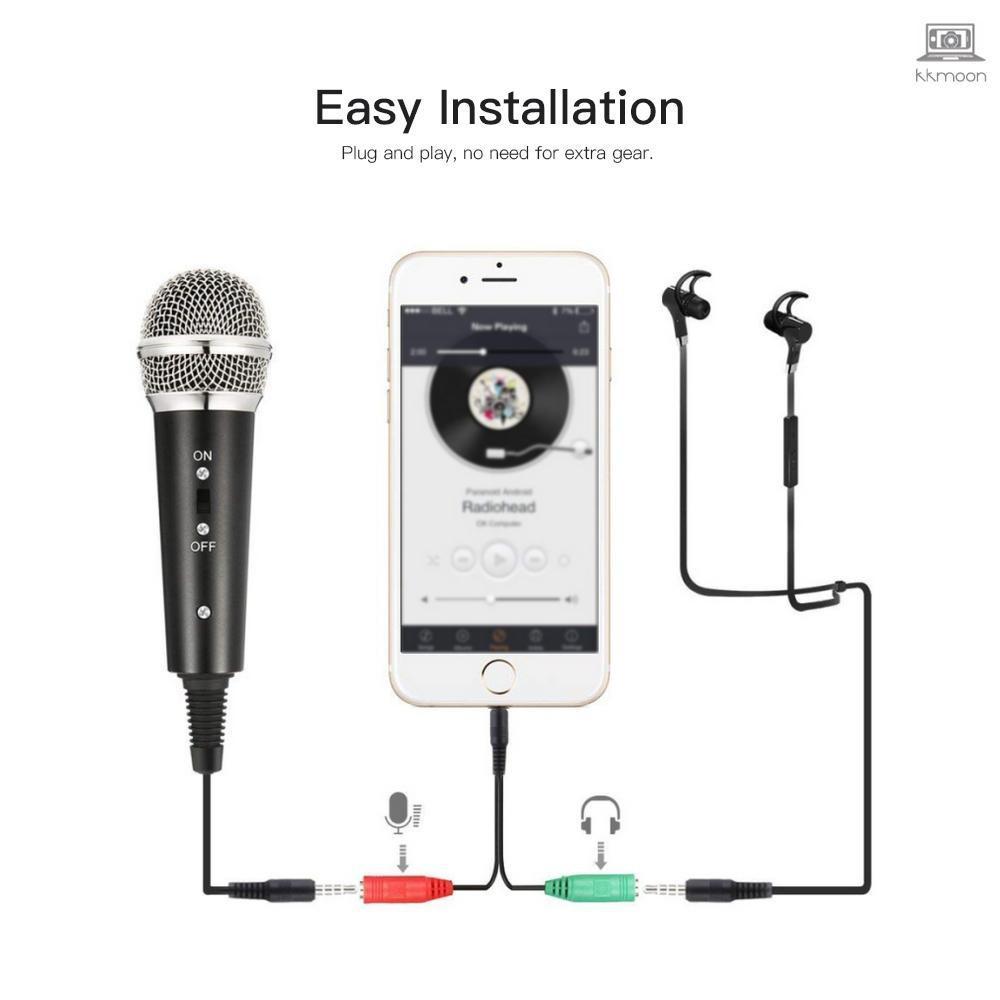 Micro điện dung có dây giắc cắm 3.5mm gắn PC/ điện thoại cho thu âm/ KTV/ Karaoke kèm chân đế