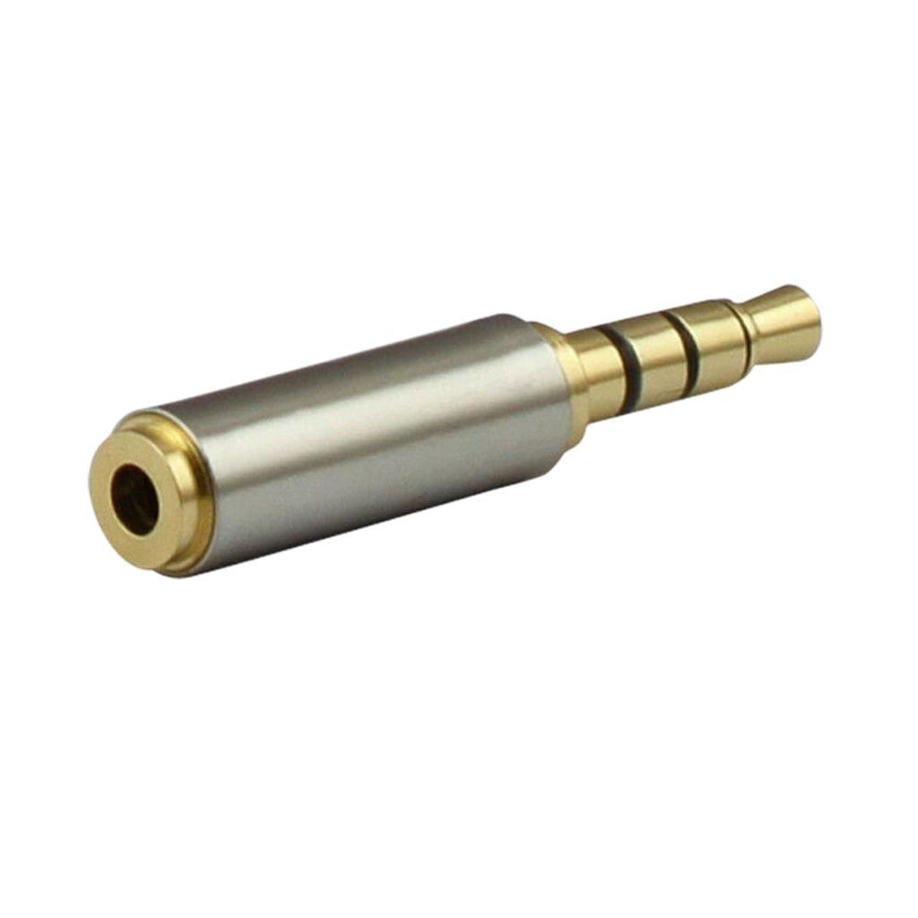 Gold Metal 3.5mm Male to 2.5mm Female Socket Headphone Mic Adapter Converter