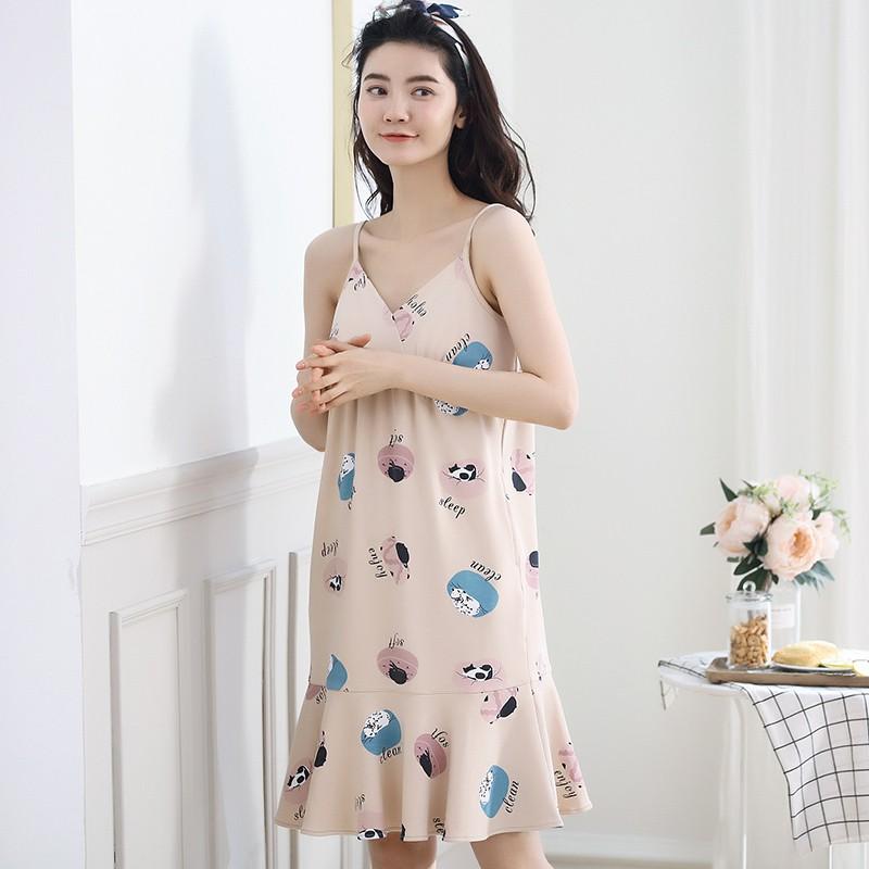 Hình ảnh Váy ngủ 2 dây sexy tiện lợi (đầm ngủ 2 dây sexy) ,vải cotton 100% thoáng mát