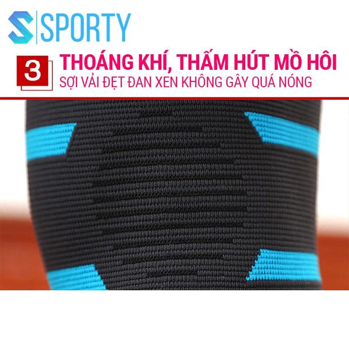 Băng quấn gối bảo vệ gối, cơ đùi, tránh chấn thương 1123 chất liệu vải dệt 3D siêu co dãn, thoáng khí thấm hút SPORTY