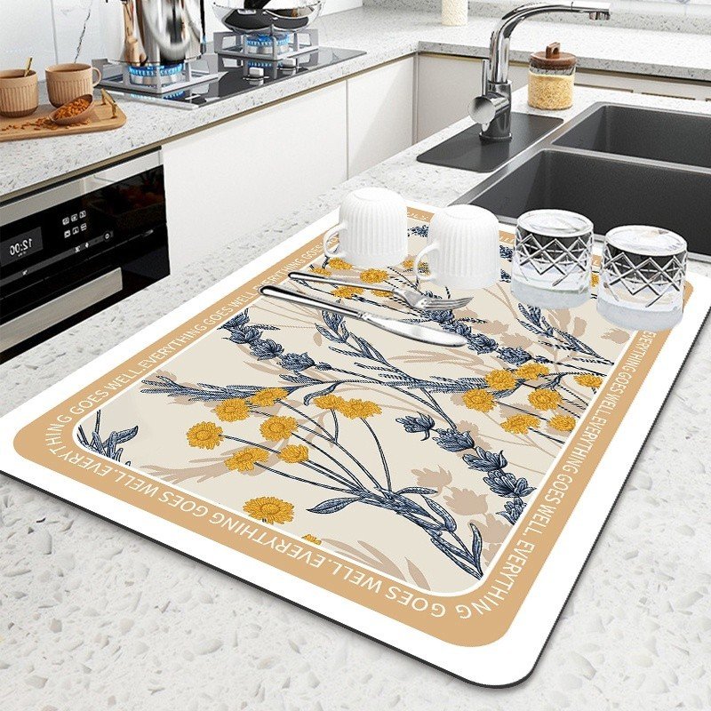 Thảm Lót Mặt bếp 30x40cm - Tấm Lót Mặt Bàn Bếp Thấm Nước Chống Trơn Dùng Úp Chén Bát, Đồ Dùng Bếp