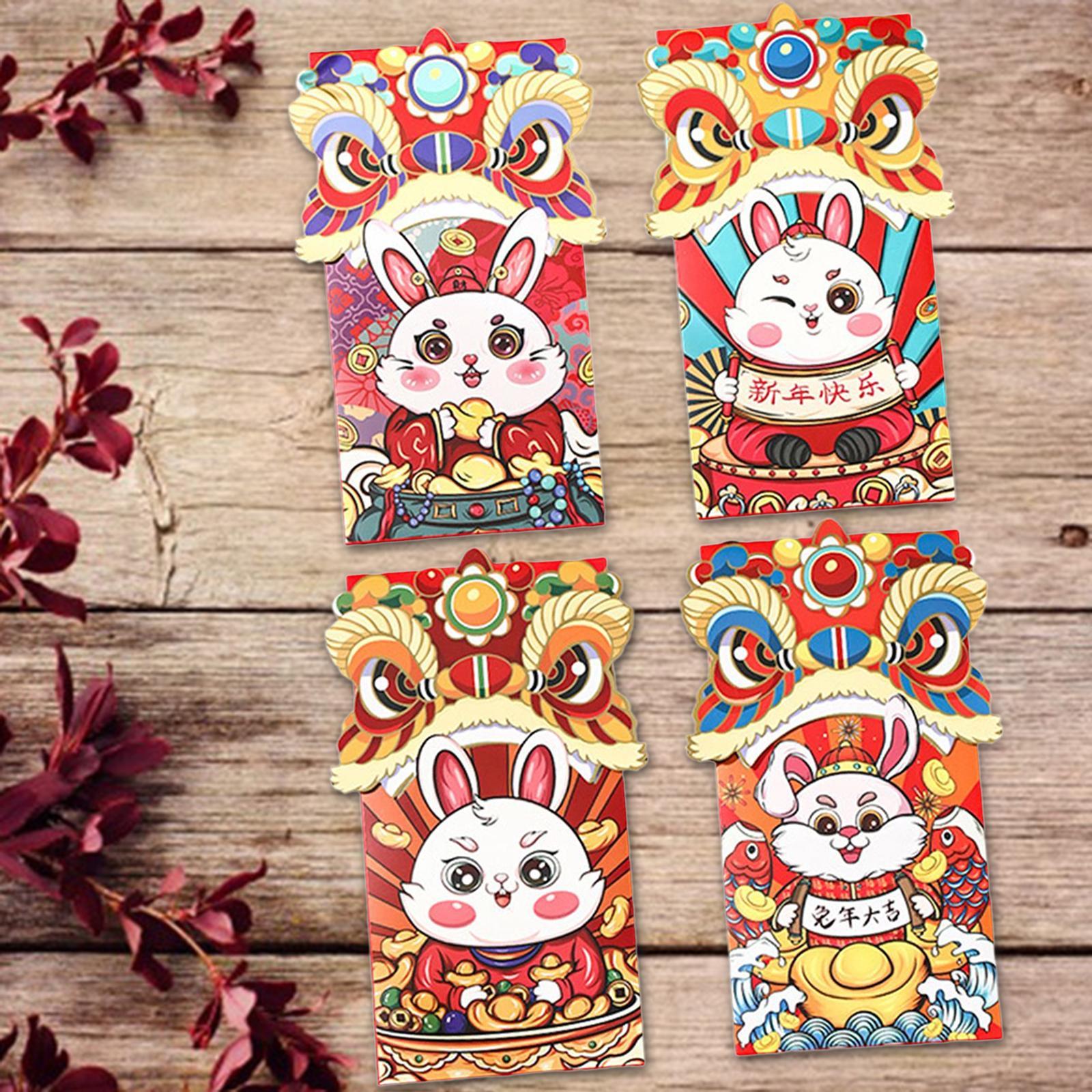 8 Chinese Red Envelopes with Red Pockets for Party, Wedding Gift