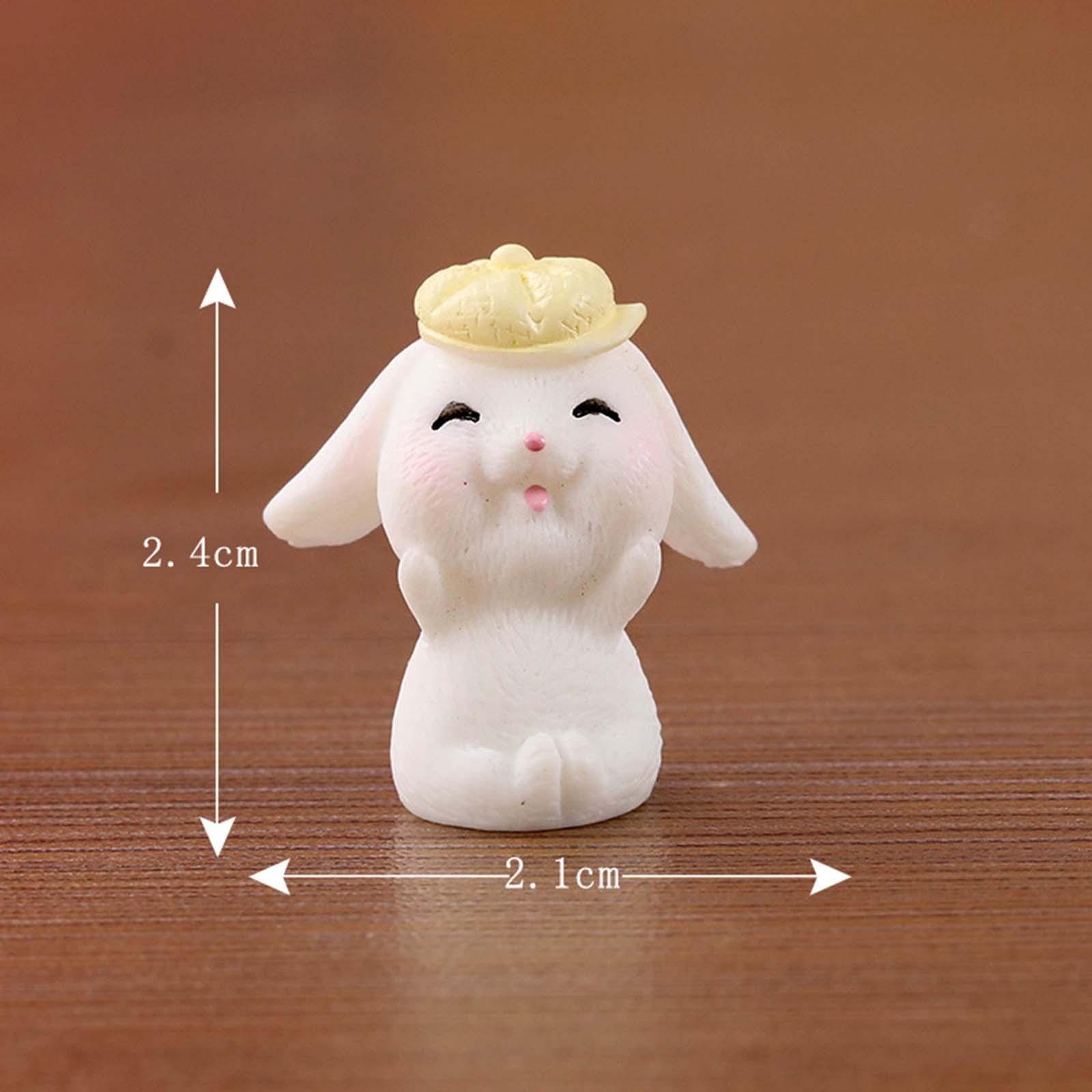 8 Pieces Miniature Rabbit Figures Art Sculpture for Office Bedroom Decor