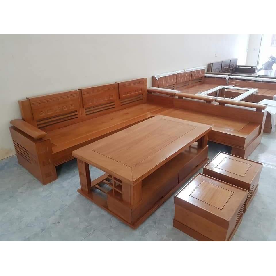 Bộ bàn ghế sofa trứng góc gỗ sồi