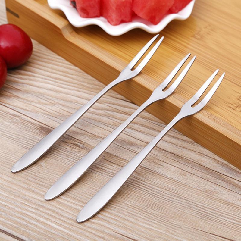 Stainless Steel Flatware Fruit Snack Dessert Fork Kitchen Party Pick Gadget Fruit Fork Stailess Steel Fork Home Kitchen Tools