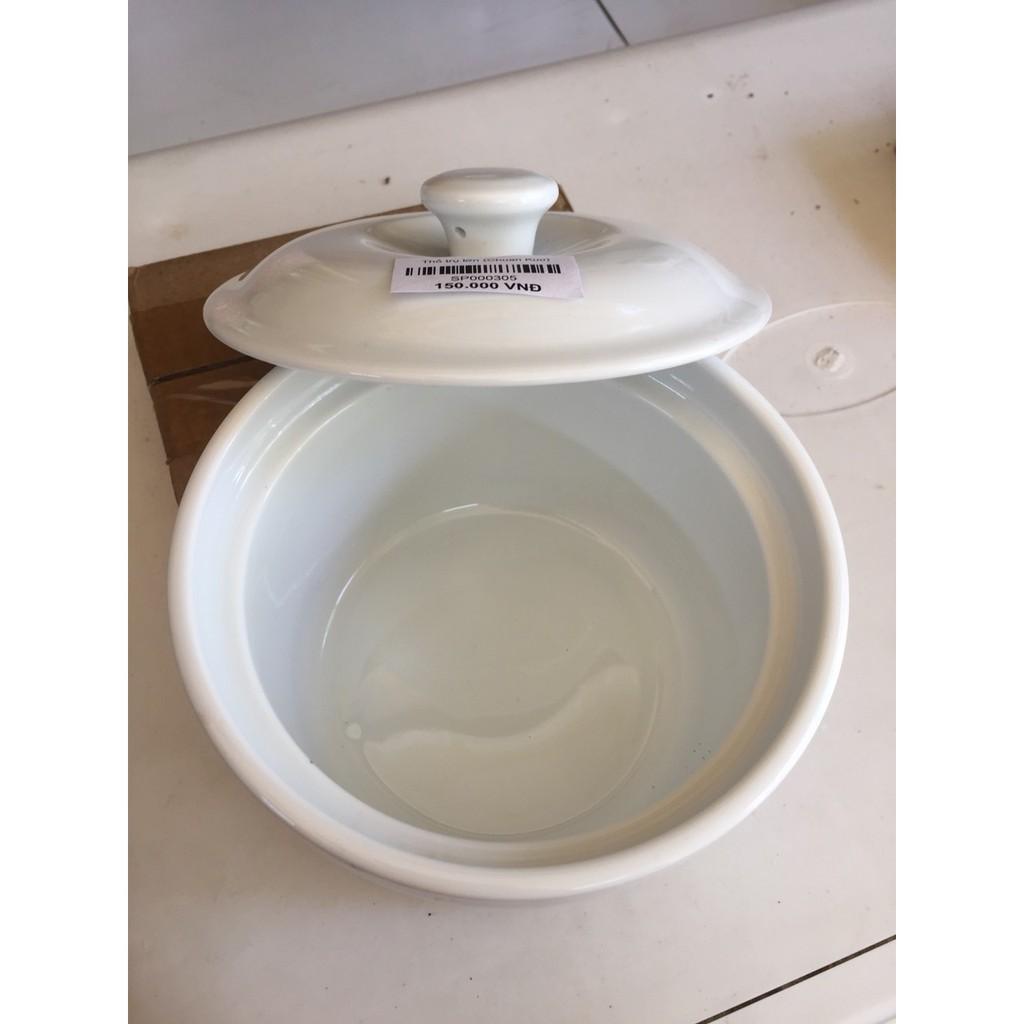 THỐ CHƯNG YẾN BẰNG SỨ TRẮNG CAO CẤP - Thố Trụ Lớn