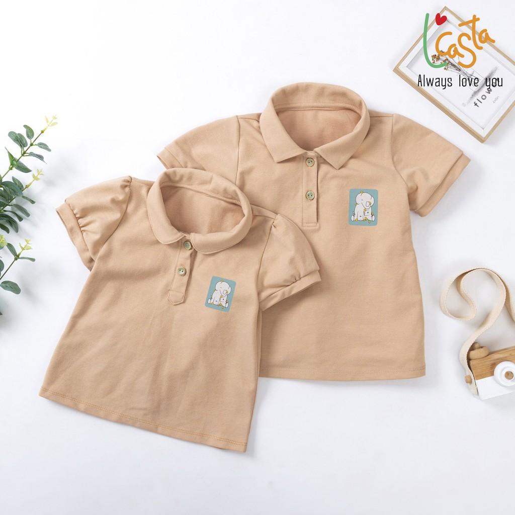 Áo phông polo bé trai chất liệu cotton in hình dễ thương từ 1 đến 6 tuổi L'Casta