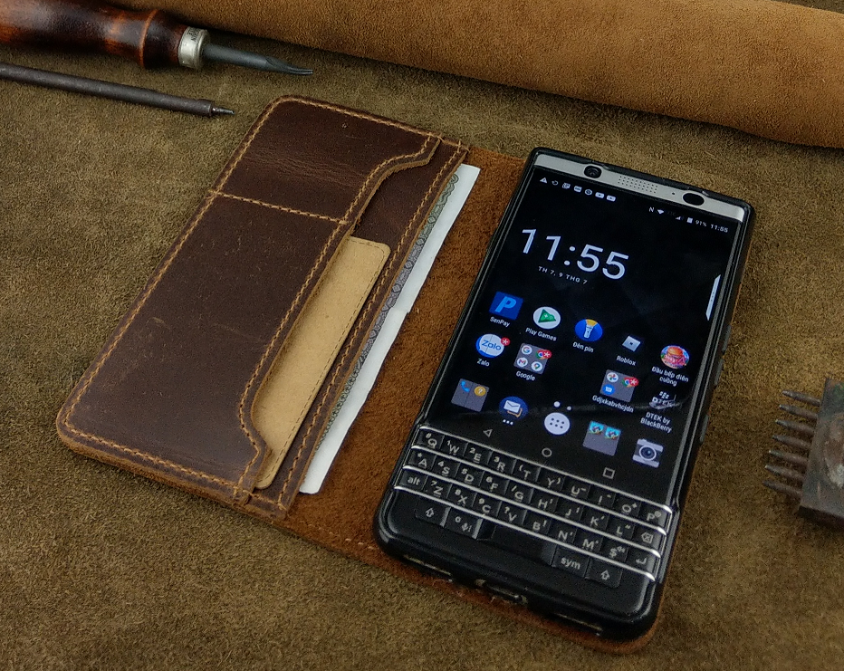 Bao Da cho Blackberry Keyone Handmade Da Bò Thật
