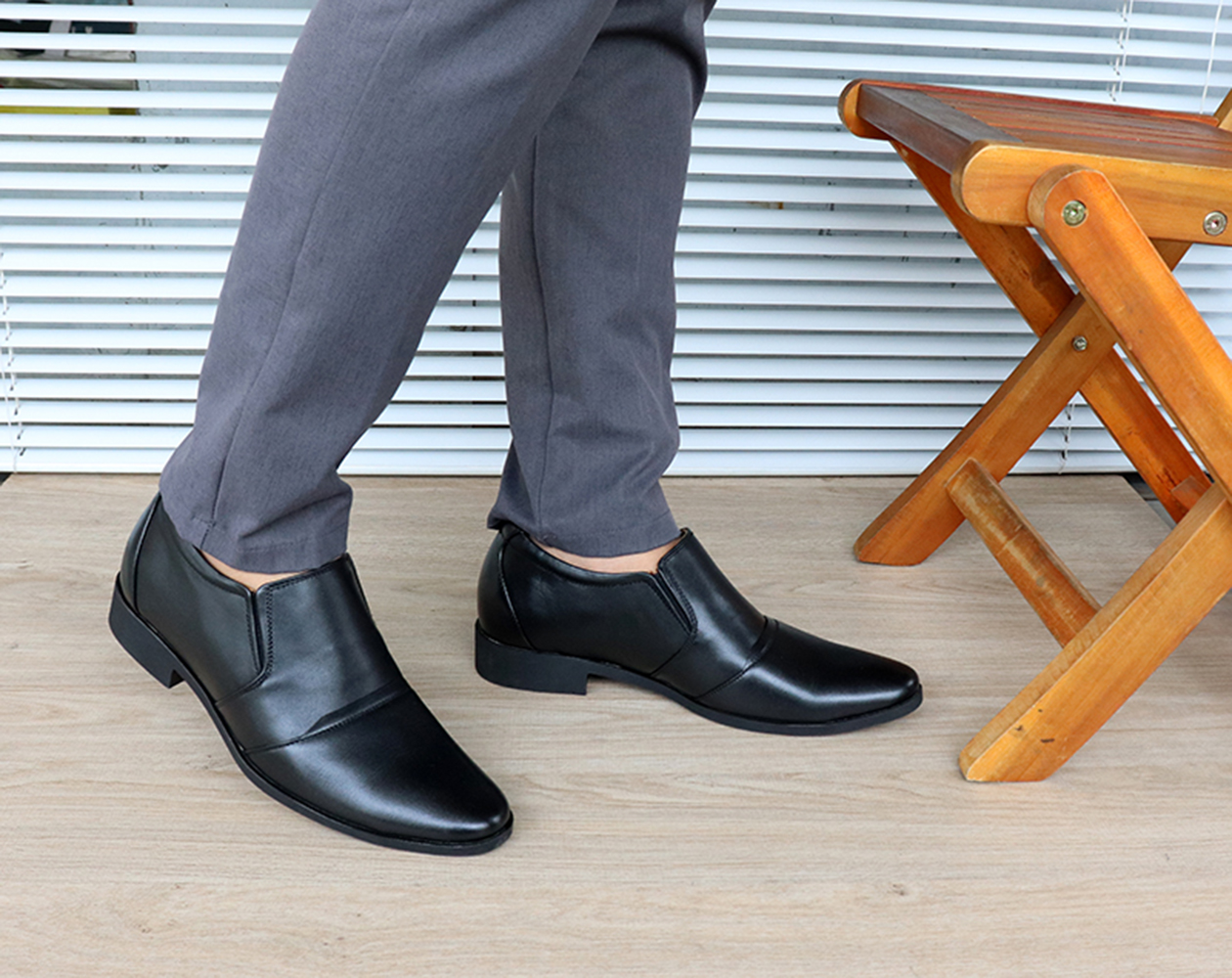 GIÀY TĂNG CHIỀU CAO GIÀY CAO DÀNH CHO NAM GIỚI T&TRA T06 ĐEN TRƠN - CAO 6CM GIÀY ĐỘN NAM CAO VƯỢT TRỘI