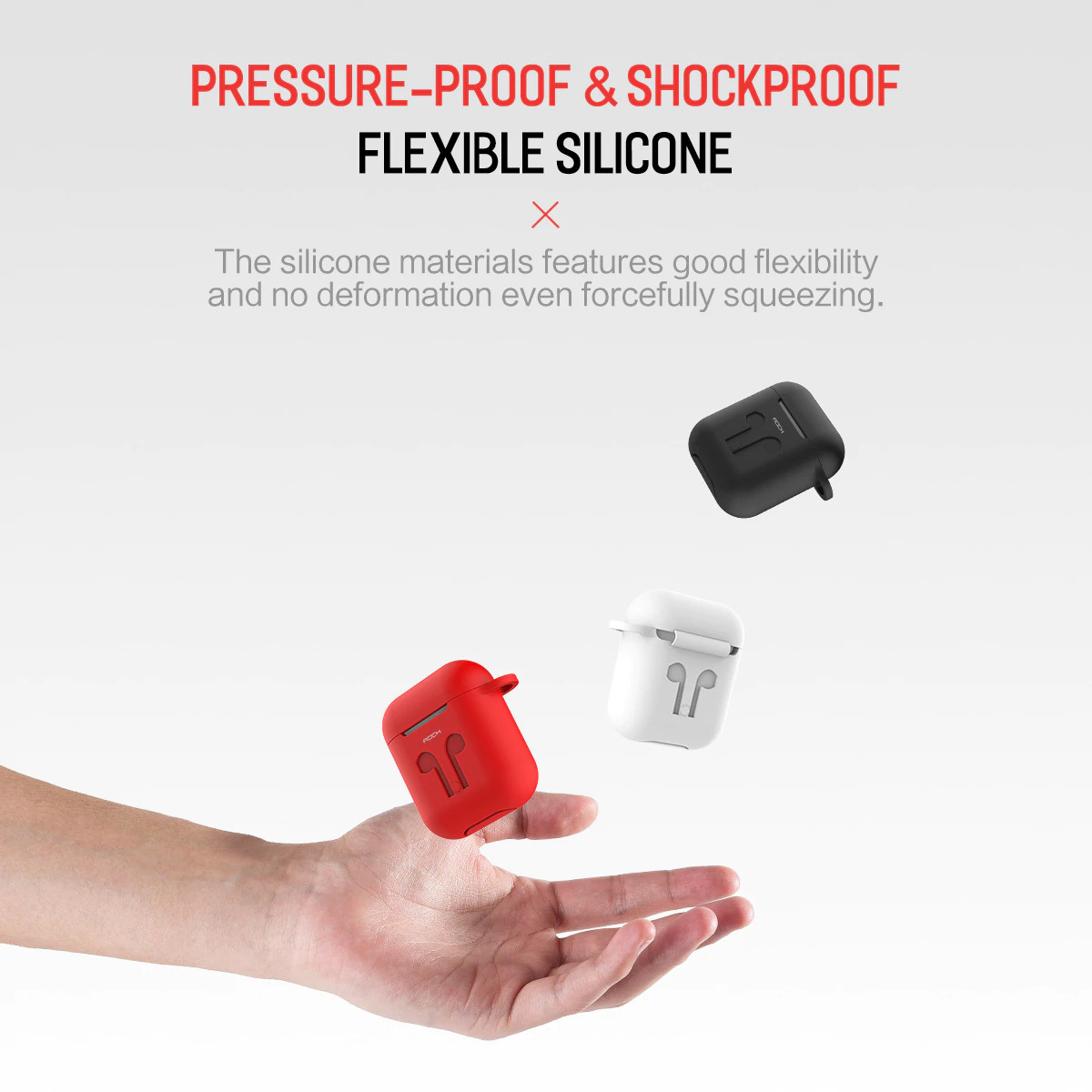 Bao case silicon cho Apple Airpods 1 / 2 hiệu Rock Carying Case (Đính kèm dây nối chống mất) - Hàng nhập khẩu