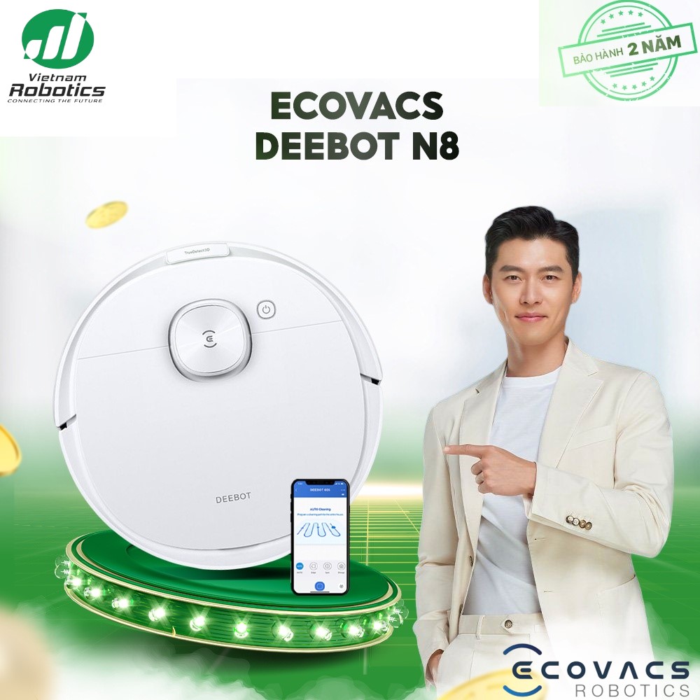 Robot Hút Bụi Ecovacs Deebot N8 Thông Minh Công Nghệ Quét Laser Thiết Lập Bản Đồ TrueMapping , Lực Hút Lớn Lên Tới 2300pa - Hàng Chính Hãng