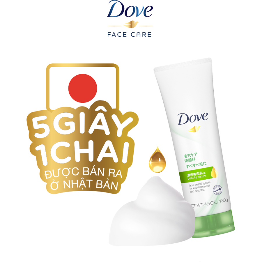 Sữa rửa mặt bọt mịn Dove serum sạch sâu tốt cho da khô, da dầu - da mềm ẩm mượt, kiềm dầu & se khít lỗ chân lông 130g