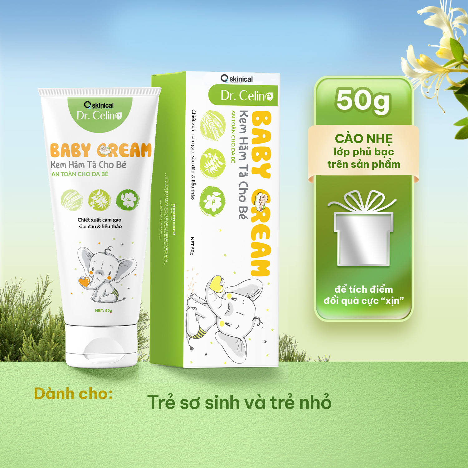 Kem hăm tã cho bé O2 Skinical Dr celine Baby Cream 50G