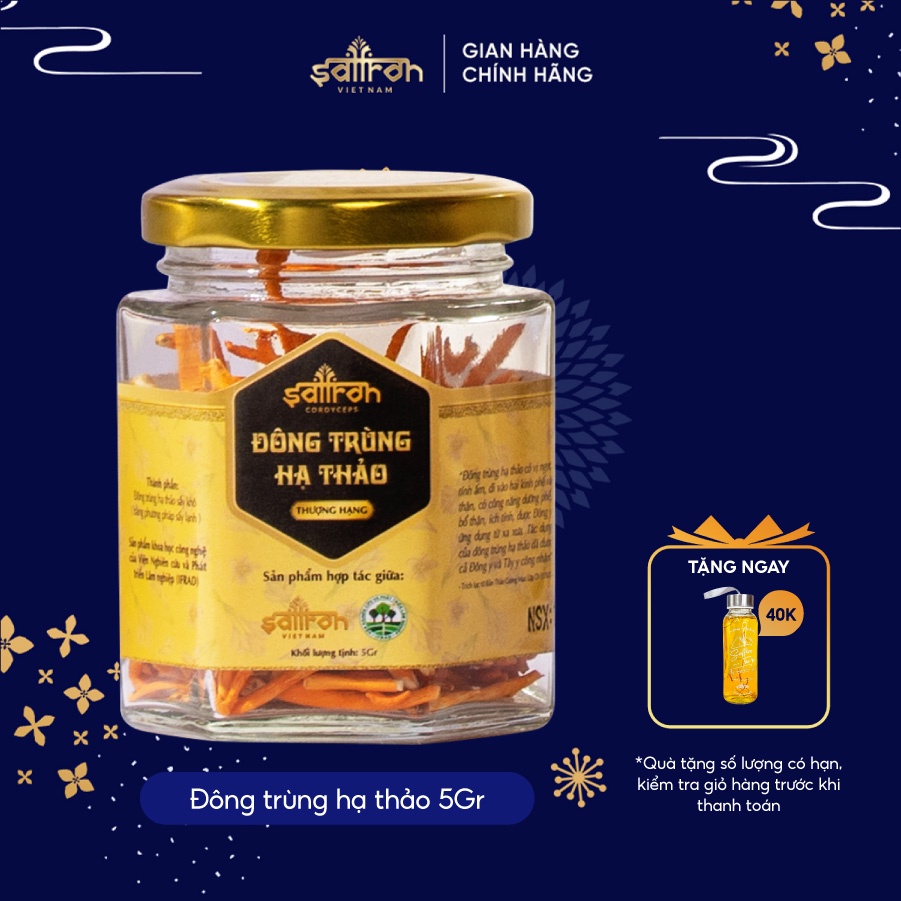 Đông trùng hạ thảo thượng hạng sấy khô 5gr/hũ thương hiệu Saffron VIETNAM