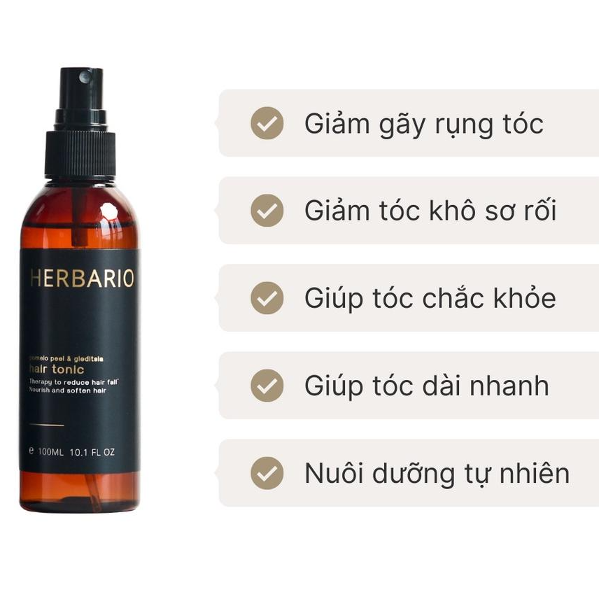 Nước dưỡng tóc tinh dầu vỏ bưởi và bồ kết Herbario 100ml pomelo peel &amp; gleditsia kích thích mọc tóc, giảm rụng tóc