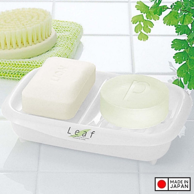 Khay đựng xà bông đôi Leaf sản xuất Inomata, làm từ nhựa PP cao cấp kháng khuẩn an toàn và bền đẹp - nội địa Nhật Bản