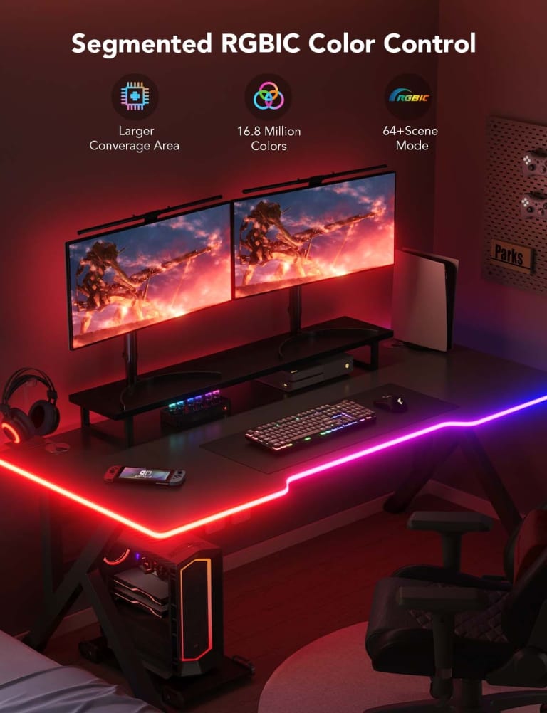 Dây LED RGBIC trang trí dán cạnh bàn Govee RGBIC LED Neon Rope Lights for Desks H61C3 | 10 ft/3m