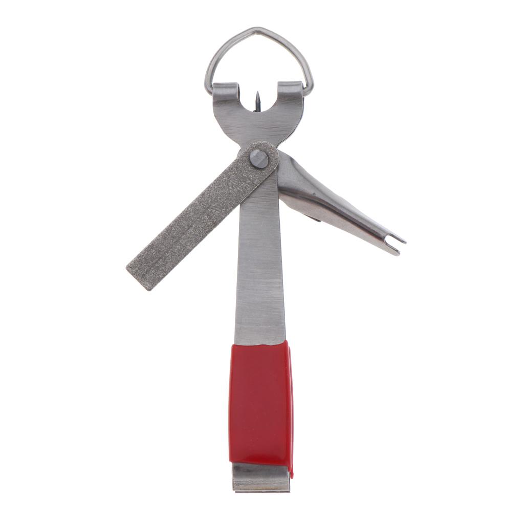 2pcs Stainless Steel 4 In 1 Quick Knot Tying Tool Fishing Clippers Red