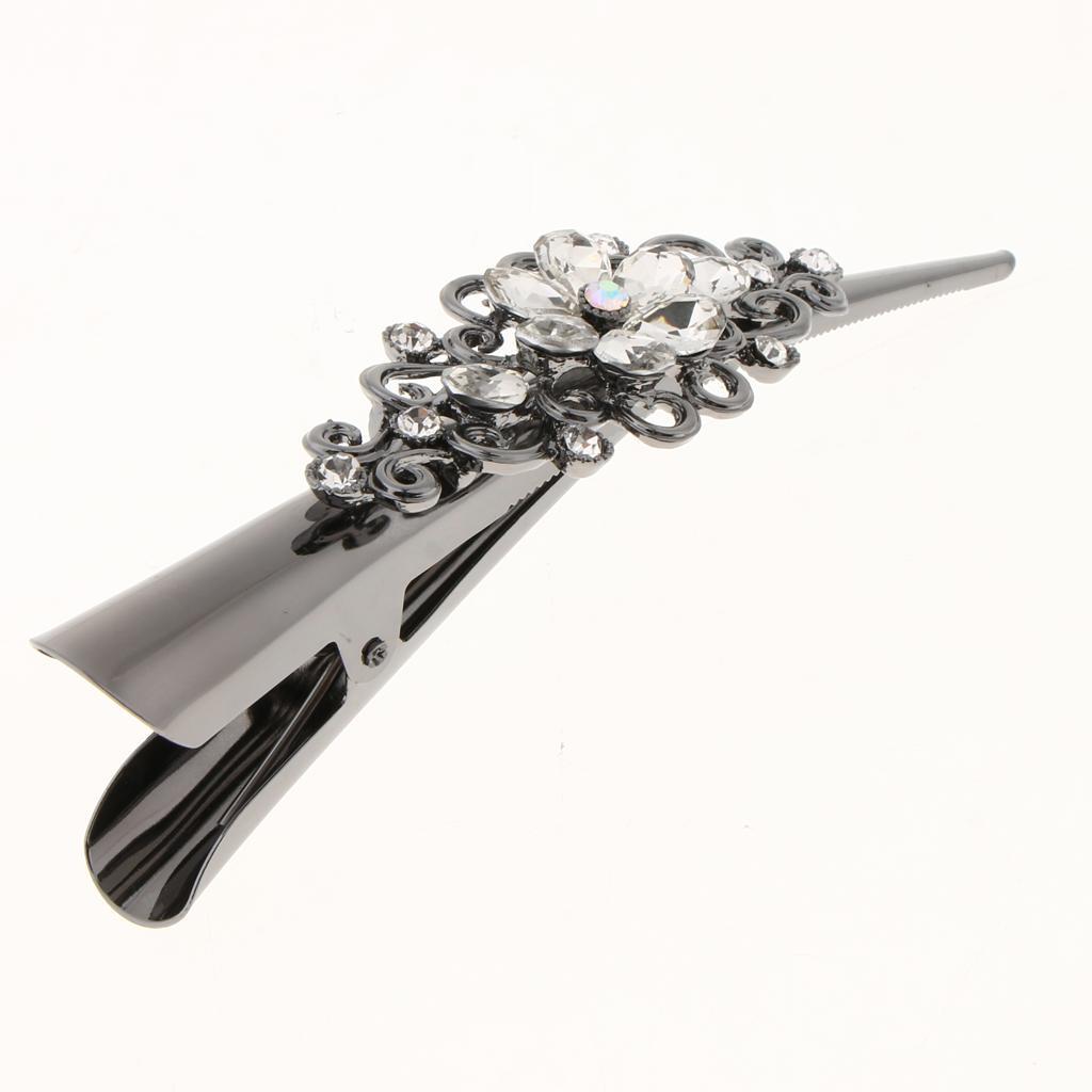 5Pack Fashion Hair Styling Tools Plated Rhinestone Hair Clip Duckbill Clips