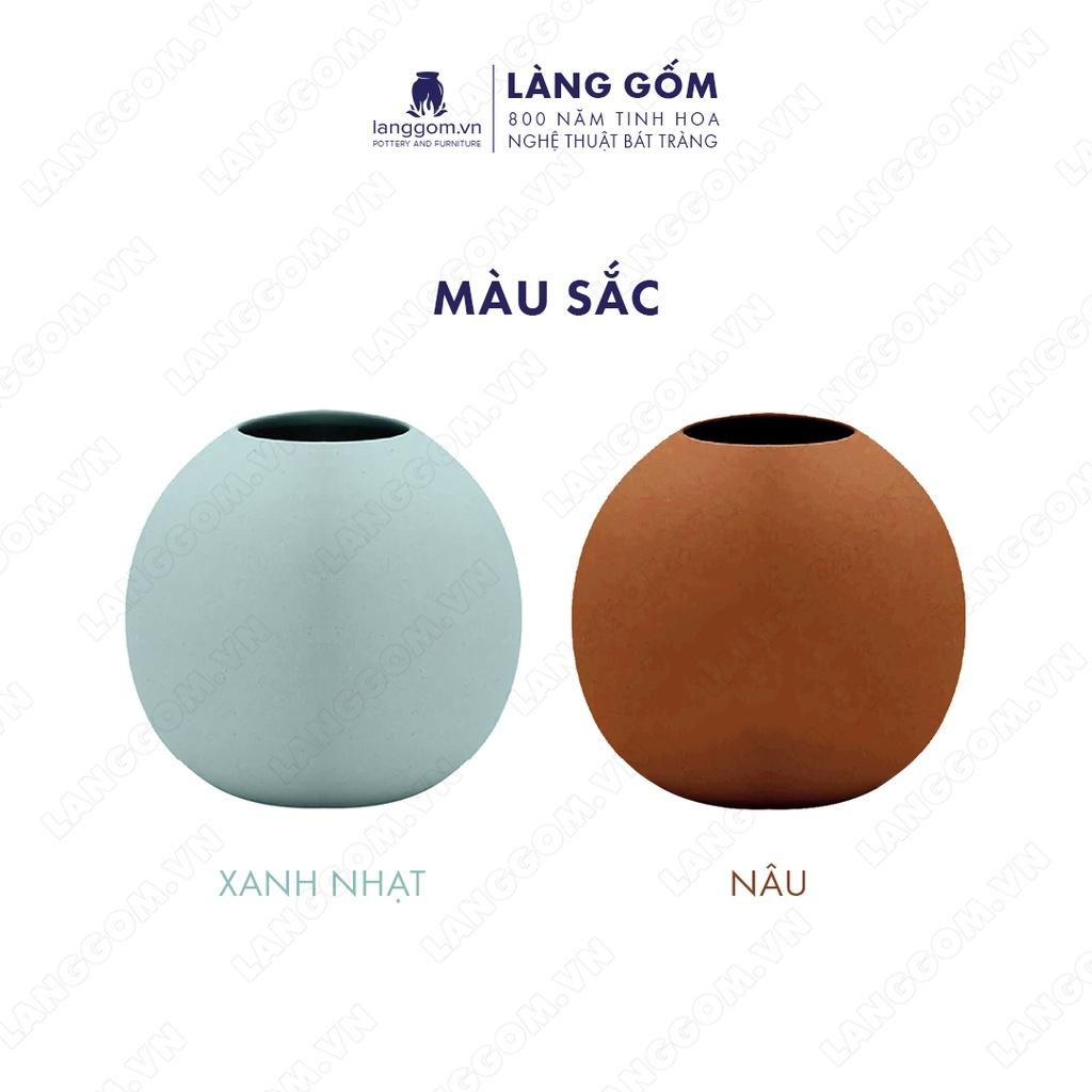 Bình hoa, lọ hoa Gốm sứ Bát Tràng cao cấp Men mát hình tròn dùng làm quà tặng, trang trí - Làng Gốm Bát Tràng