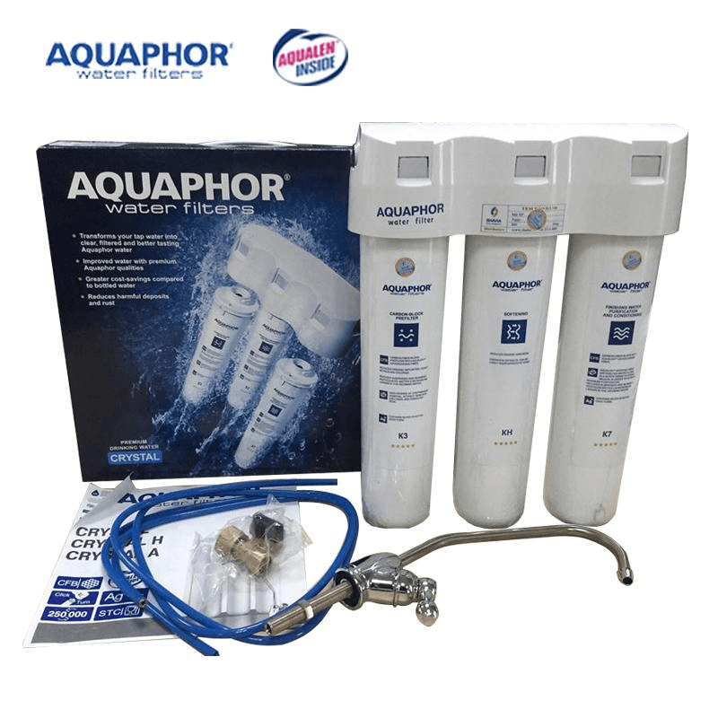 [MIỄN PHÍ VẬN CHUYỂN + LẮP ĐẶT] Máy Lọc Nước Uống Aquaphor CRYSTAL-ECO-H-MORION - Công nghệ NANO AQUALEN, Không dùng điện, Không nước thải, Công suất 6.000 - 9.000 Lít, Tặng lõi và bộ lọc thô - Hàng Chính Hãng