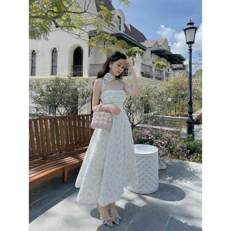 Đầm kiểu nữ 2 dây Cúp Ngực Form Midi Xoè Kèm Dây Cổ duyên dáng Kgia fashion