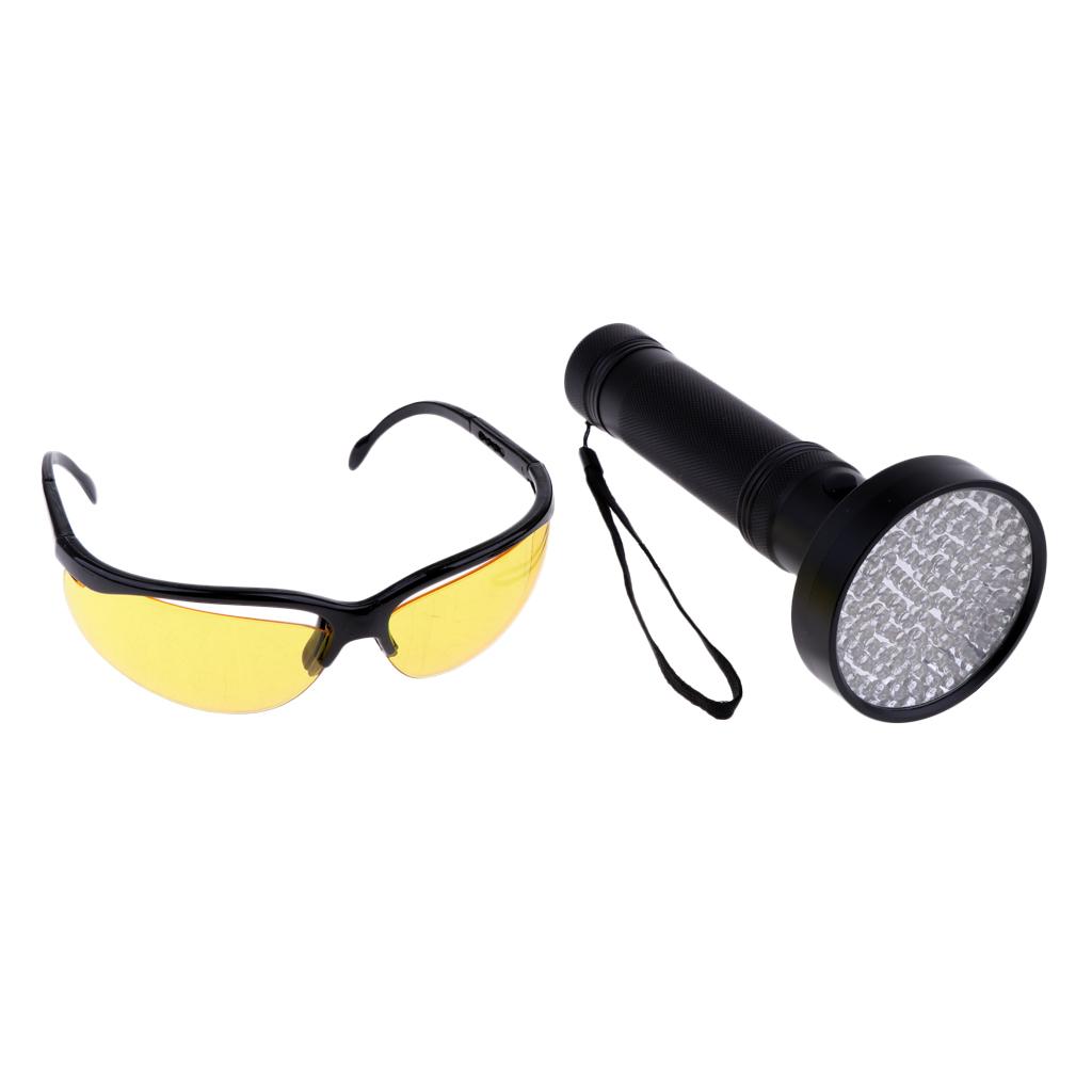UV Ultraviolet Blacklight Flashlight Detector Light w/ Eye-protection Goggle