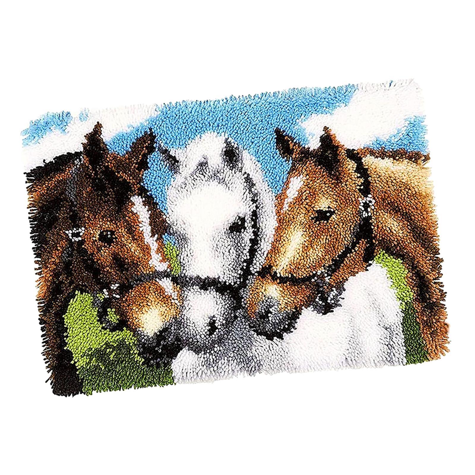 Bear Latch Hook Kit DIY Hand Craft for Pillow Mat Cushion Carpet Rug 50x40cm