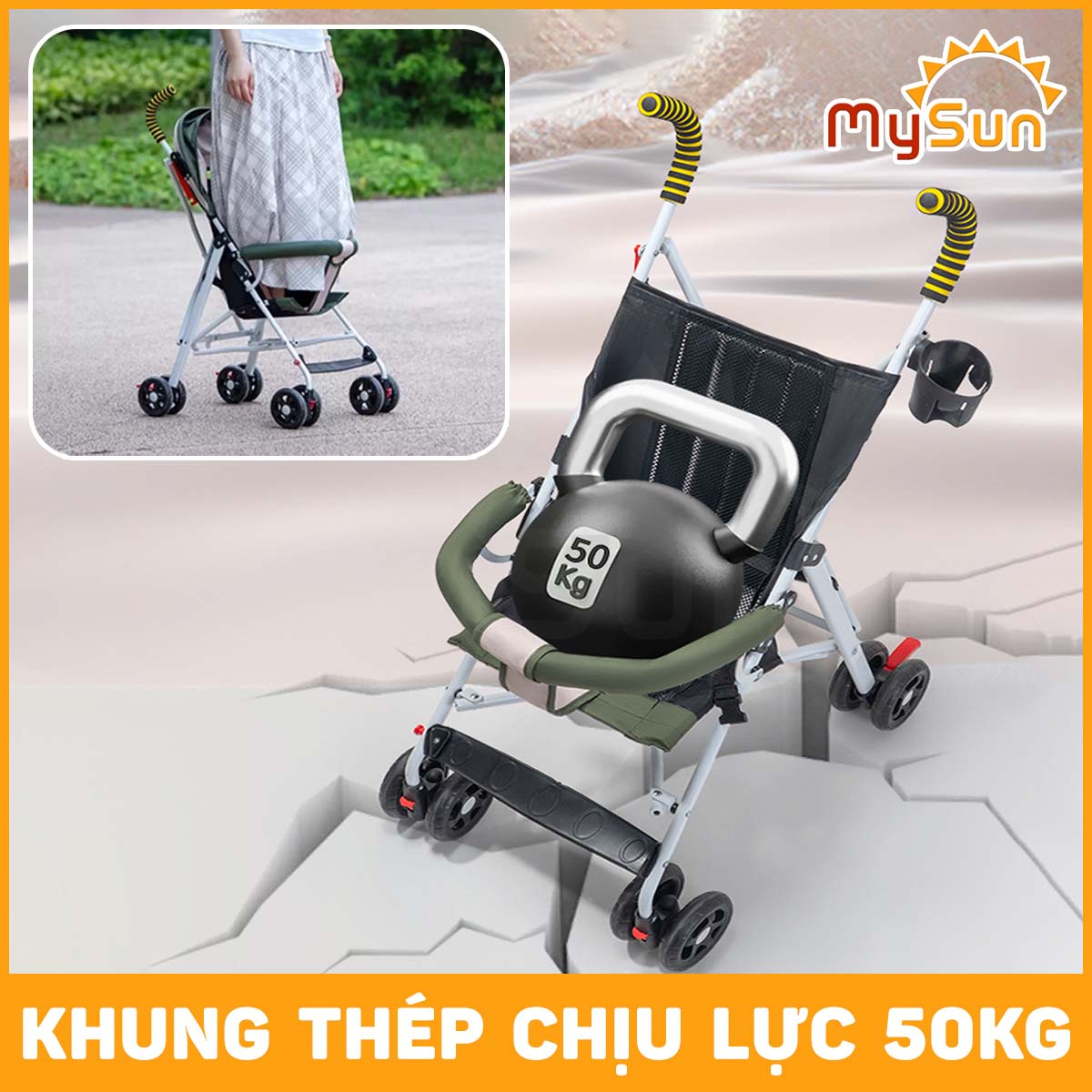 Xe đẩy ngồi du lịch cho em bé 6 tháng 1 2 3 4 tuổi gấp gọn Colorlife MySun