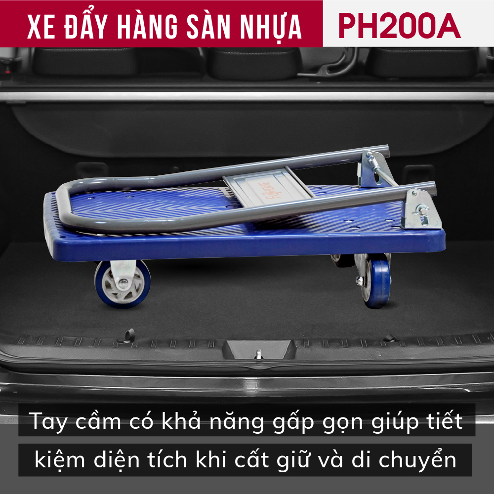 Xe đẩy hàng 4 bánh gấp gọn 150kg Nhật Bản Fujihome, bánh nhựa cao cấp siêu bền chống ăn mòn, xe chở đồ kéo hàng gấp gọn đa năng platform hand truck