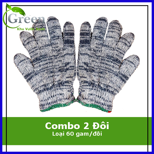 Combo 2 Đôi Bao Tay Len Bảo Hộ Lao Động, Làm Vườn Màu Muối Tiêu Loại Dày 60G/Đôi