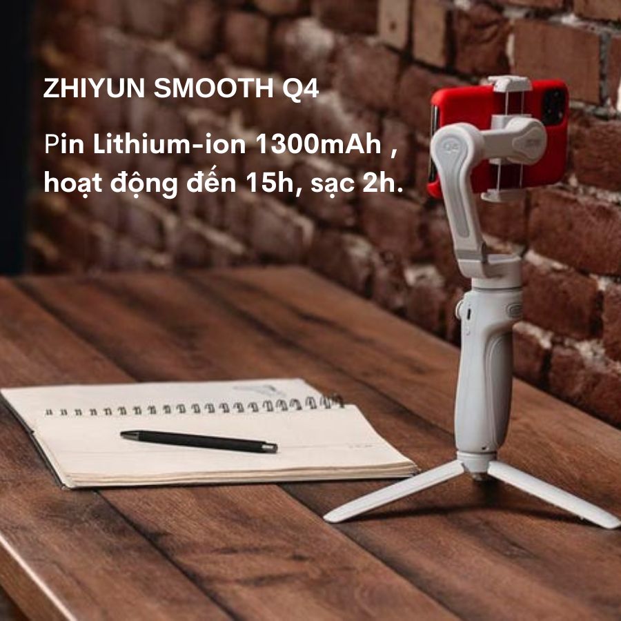 Gimbal Zhiyun Smooth Q4 Combo - Tay cầm chống rung 3 trục dành cho điện thoại tích hợp đèn Led xoay 180 độ ấn tượng- Hàng nhập khẩu