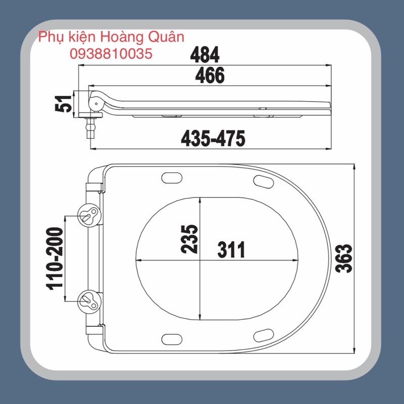 Nắp bồn cầu rơi êm - Nắp bàn cầu HA41 phụ kiện Inox- bảo hành bể vỡ