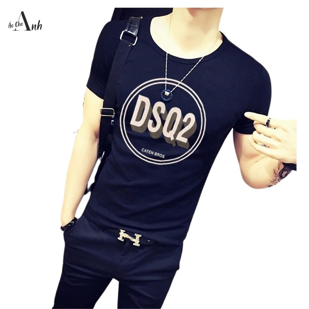 Áo thun nam ngắn tay cổ tròn logo chữ DS02 trước ngực cực kỳ nam tính thời trang áo thun teen - A022