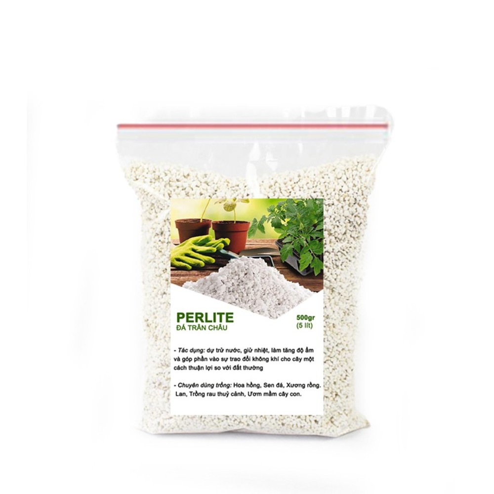 Đá Perlite -chất dinh dưỡng, điều hòa nhiệt độ độ ẩm cho đất trồng-thích hợp để trồng hoa, trồng hoa hồng,sen đá-500gr