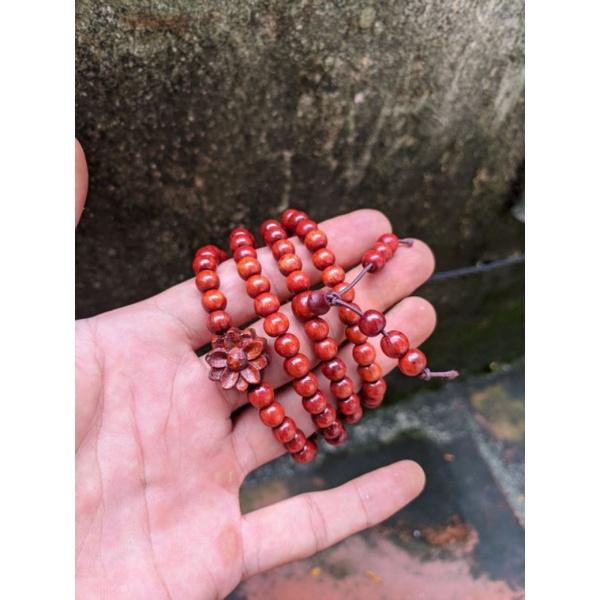 Vòng tay nữ gỗ hương chuỗi hạt 108 cỡ 6ly charm mix hoa sen hợp người trầm tính