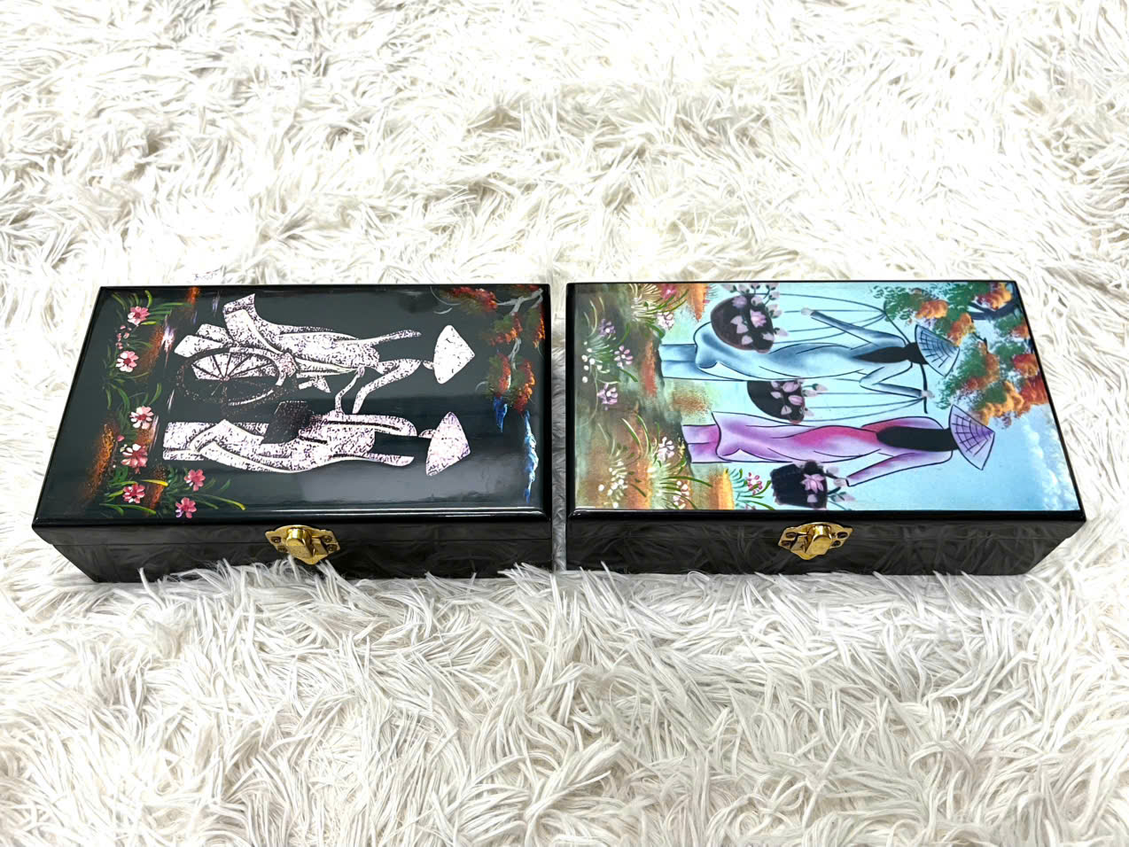 Hộp nữ trang Sơn Mài Cao Cấp 12x20x6 cm đựng đồ trang sức, vật dụng nhỏ xinh, trang trí, quà tặng ý nghĩa